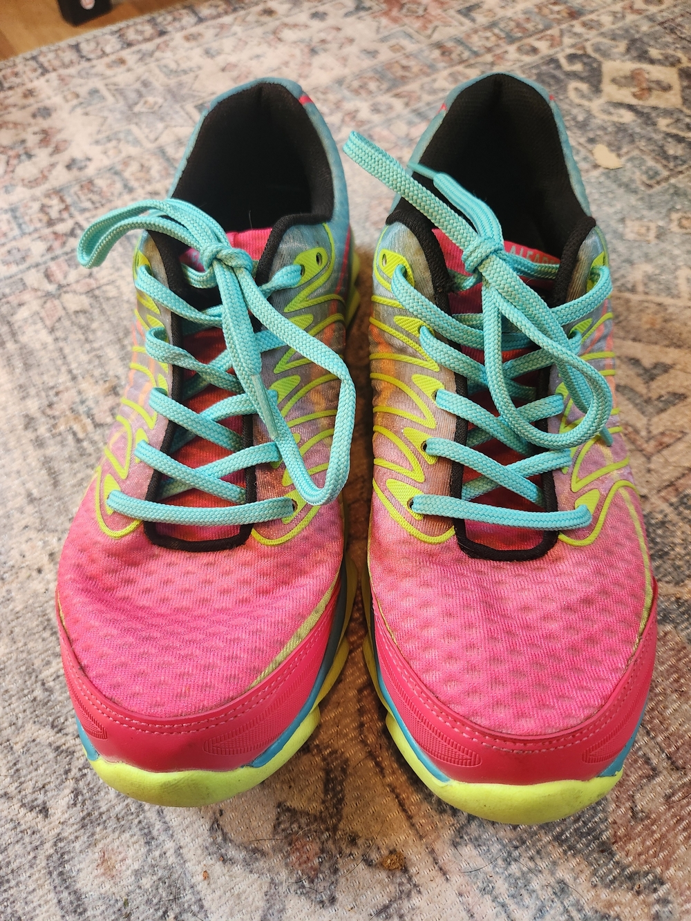Women’s Pink Athletic Sneakers with Aqua Laces